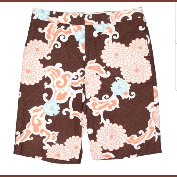 Trina Turk NWT Brown Floral Bermuda Shorts 32 - Picture 1 of 8
